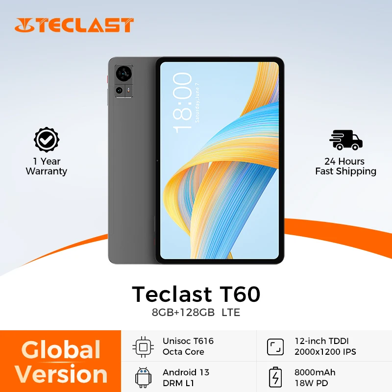 Teclast T60 12 2K Tablet 8GB+256GB Android 13
