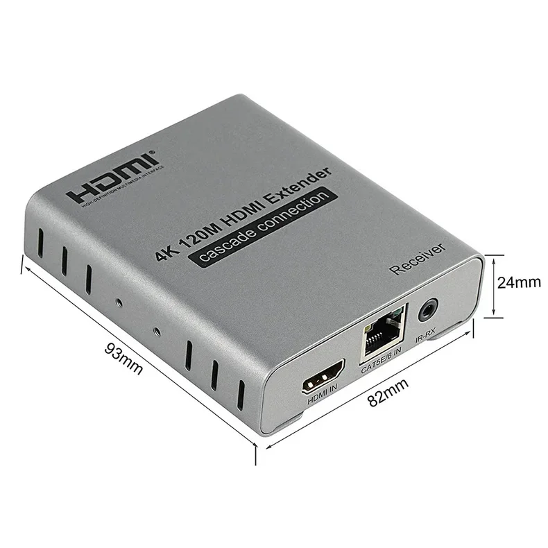 Przedłużacz HDMI 4K 120M połączenie kaskadowe przez kabel Cat5e/6 RJ45 rozdzielacz HDMI przedłużacz Ethernet transmisja wideo audio z pętlą