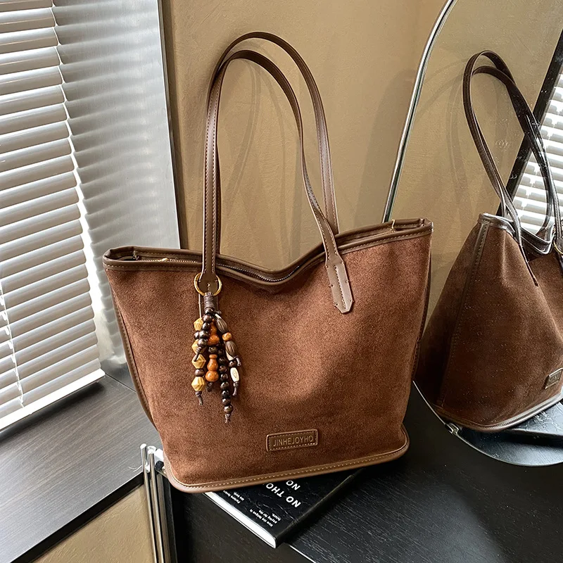 

​Premium Suede Shoulder Bag 2025, Women's Large Tote for Work, Vintage Style Crossbody Purse, Roomy & Chic​