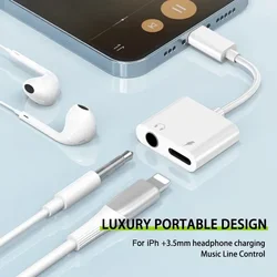8pin To 3.5 Mm Headphone Jack Charger Splitter Converter Audio OTG Adapter for IPhone 15 14 13 12 11 Pro Aux Jack Headphone