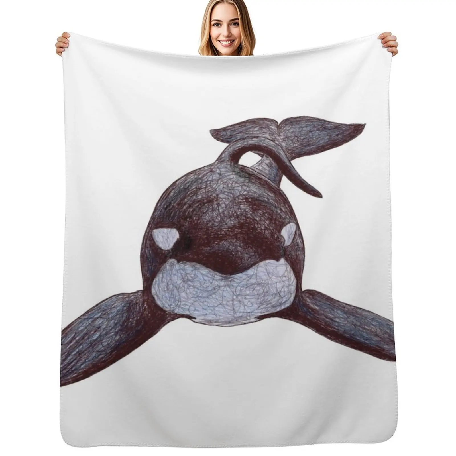 

Bingo the Killer Whale Scribble Throw Blanket Vintage blankets and throws Soft Beds wednesday Blankets