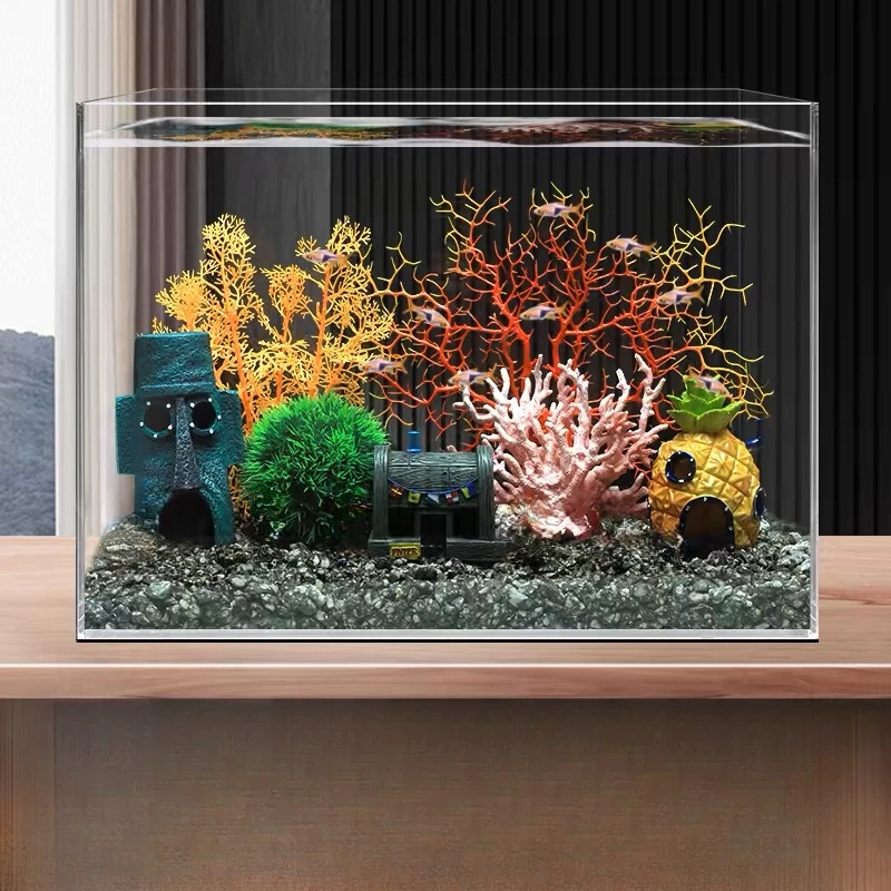 Fish Tank Decor Figures Ornaments Simulation Resin Pineapple House Fish Tank Decoration Landscaping Aquarium Accessories