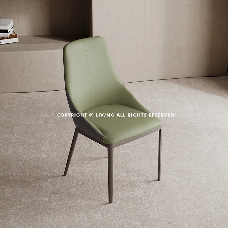 

Italian Minimalist Chair First-layer Leather Dining Light Luxury Single Modern Chair Ground Designer Silla Oficina Furniture