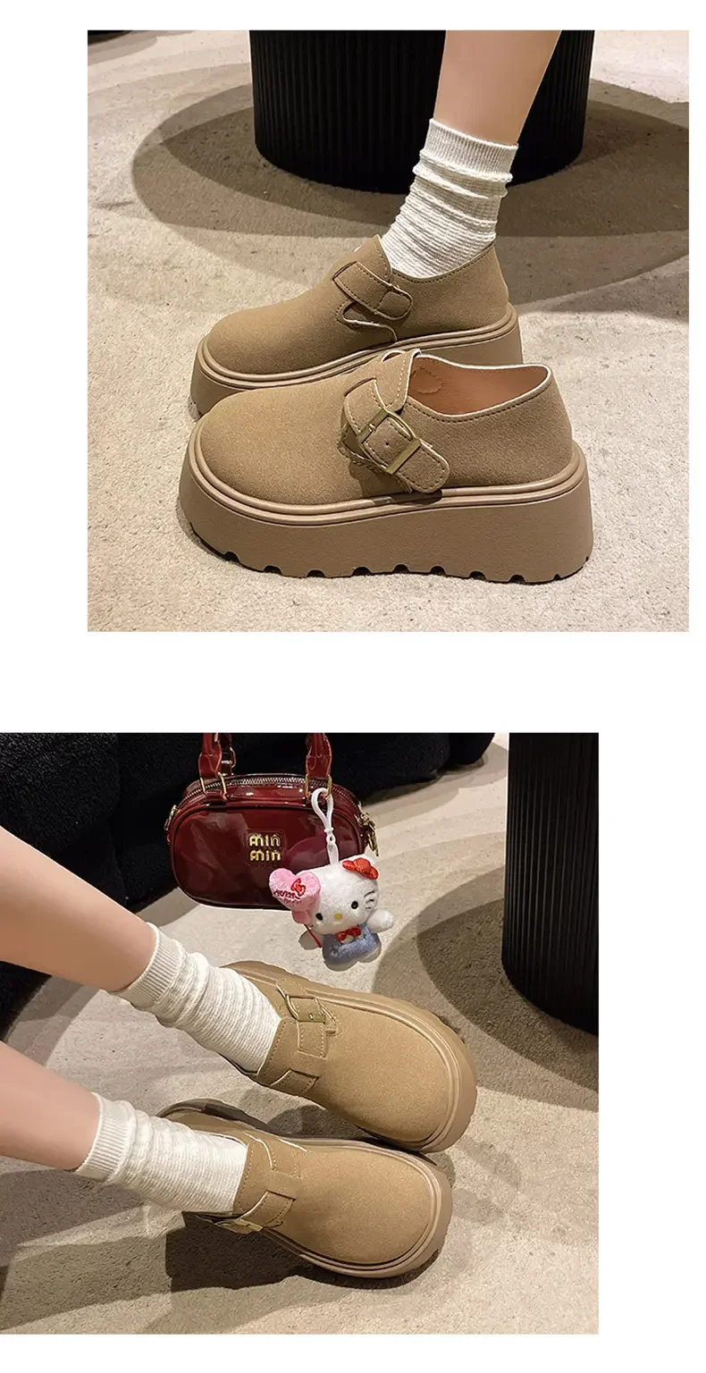 Женские туфли Mushang W03-1, весенние носки Birkenstocks на толстой подошве, увеличивающие маленький размер