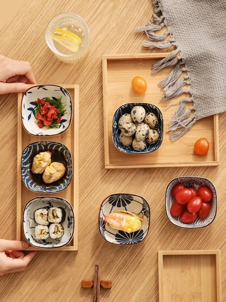 Japanese Style Ceramic Seasoning Plate Square Home Use Small Snack Dish Appetizer Wine Dipping Plate Creative Ceramic Plate view 3