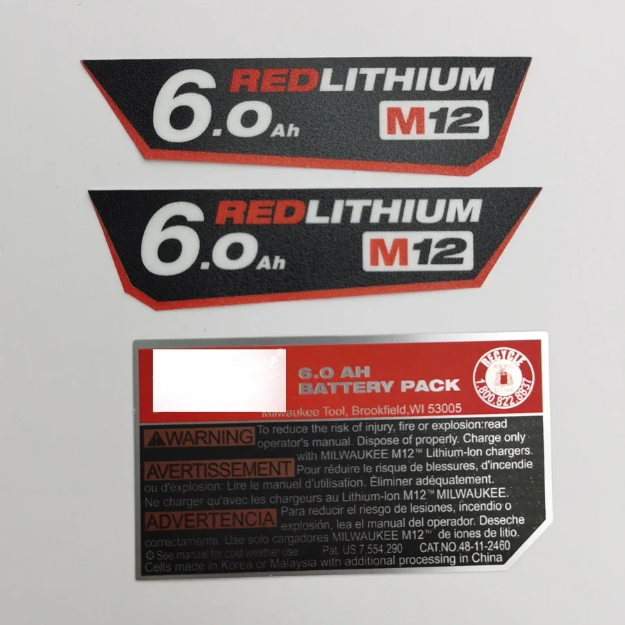

Battery label M Battery Plastic Case PCB Circuit Board Label For 48-11-2440 12V 48-11-2460 Li-ion Battery Box Housing 6.0Ah