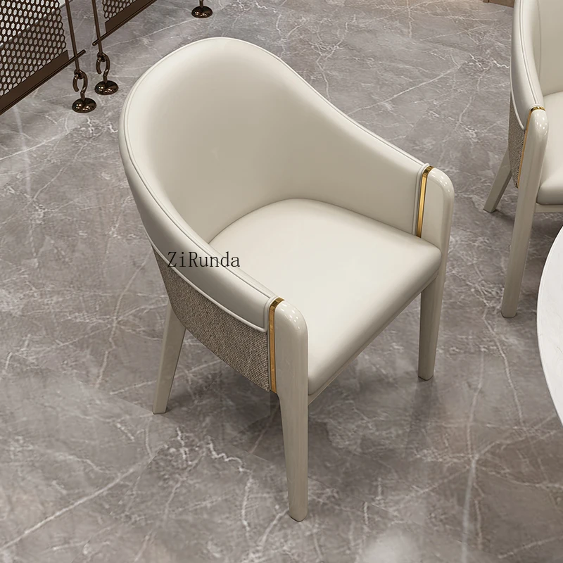   كرسي طعام إيطالي فاخر من الجلد المصنوع من الألياف الدقيقة الفاخرة كرسي بذراعين من الجلد المخصص للمنزل
