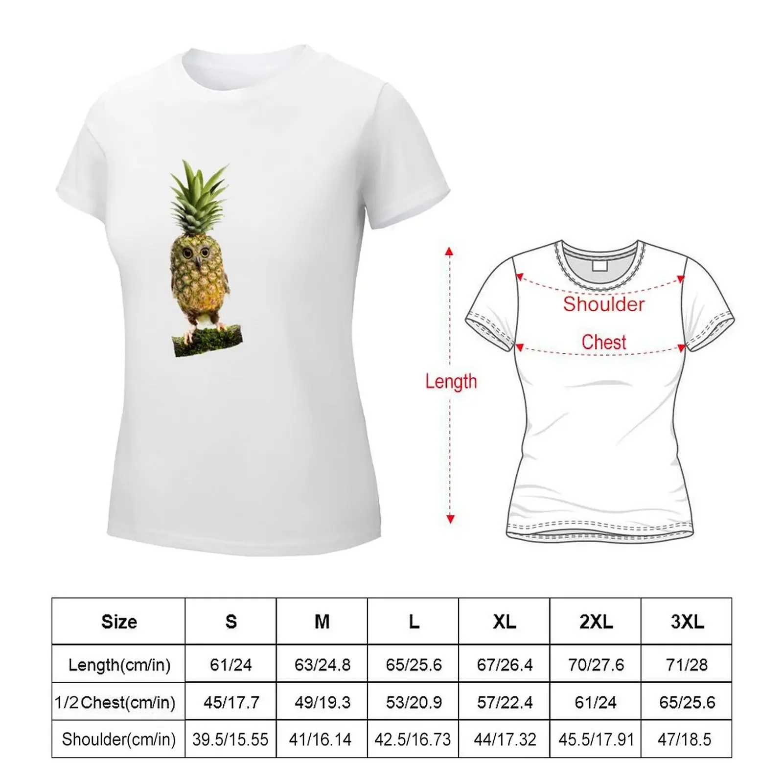 The Pineapple Owl T-shirt summer top summer clothes graphics rock and roll t shirts for Women