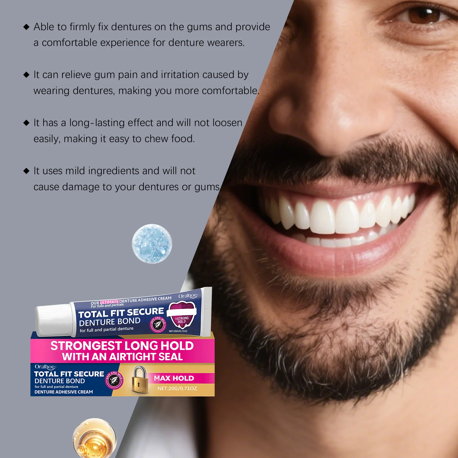 Oralhoe Comfort Denture Adhesives Glue Thermoplastic Adhesive Fixed Dentures Prevent Loosen Reduce Gum Pain False Teeth Glue image 5