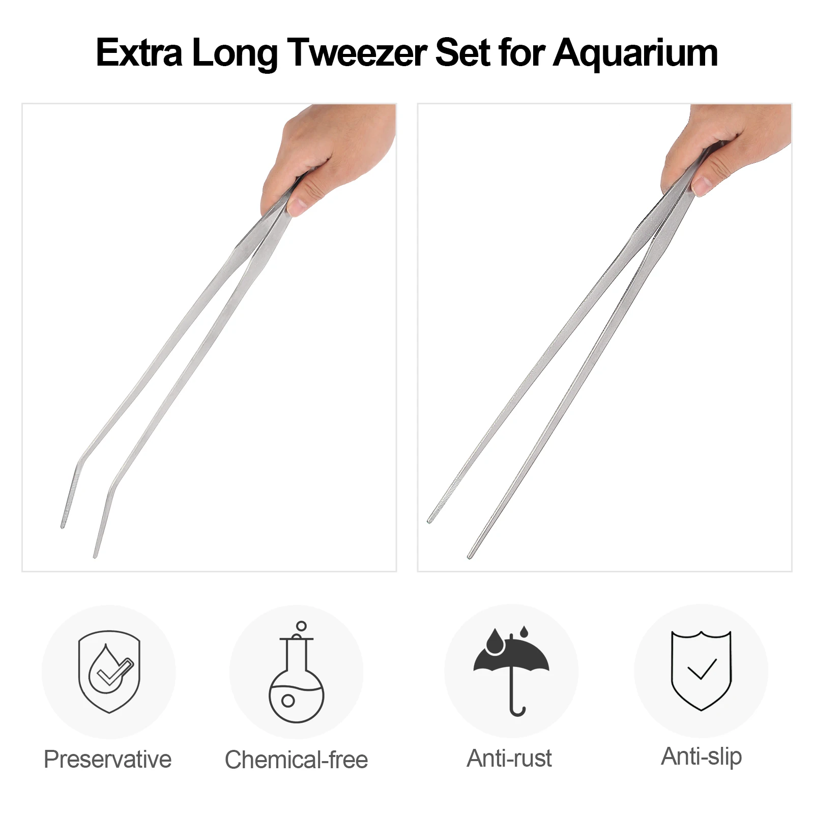 FEITA Long Stainless Steel Tweezers Fish Tank Aquatic Plants Aqaurium Tool Water Plant Curved Pliers Birds Reptile Feeding Tongs