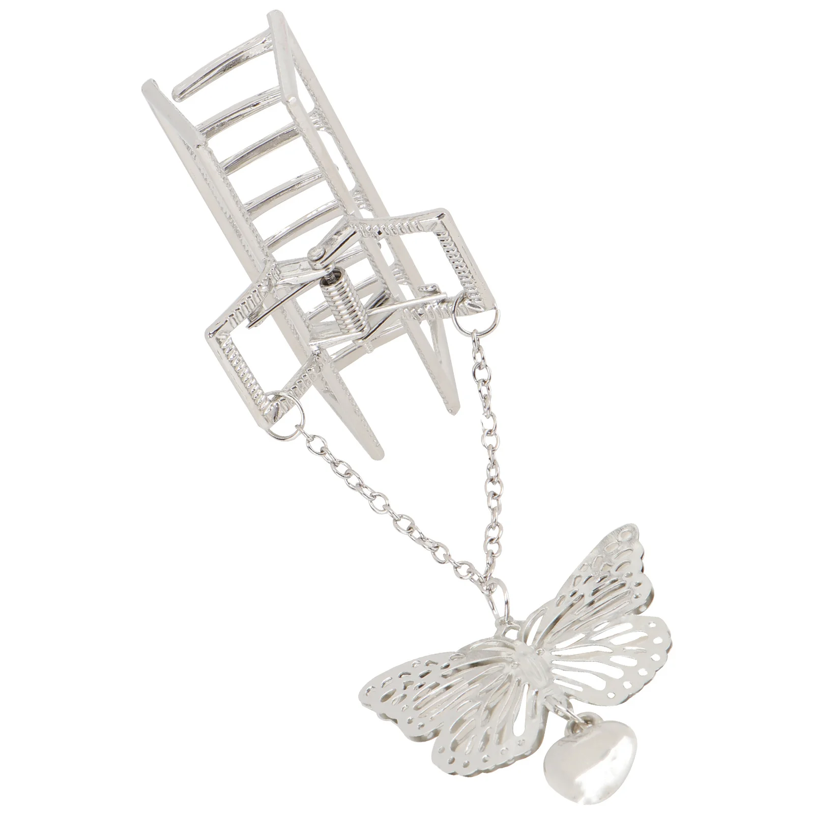 

1Pcs Long Rectangle Chain Hair Claw Clip Silver Hollow Design Durable Stylish Metal Hair Grip Perfect for Wedding Party Special