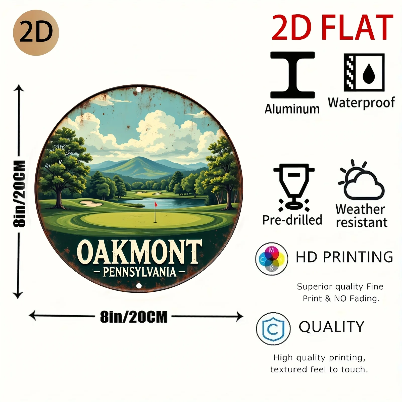 Golf-Themed Oakmont Pennsylvania Metal Wall Sign - Rustic Vintage Course Art for home Clubhouse, for Cave, or Golf Lounge Decor