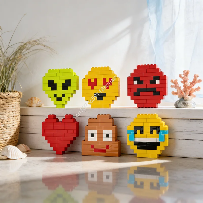 

230 деталей MOC: Классические строительные блоки-эмодзи, архитектурные конструкторы, развивающие игрушки для сборки, идеи для креативных рождественских подарков, обучающие кирпичики для детей