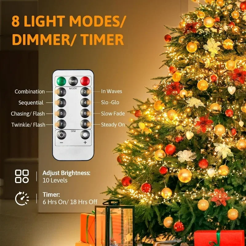 LED Fairy String Lights Battery Powered Remote Control 8 Modes Waterproof Garland for Birthday Wedding Party Garden Home Decor