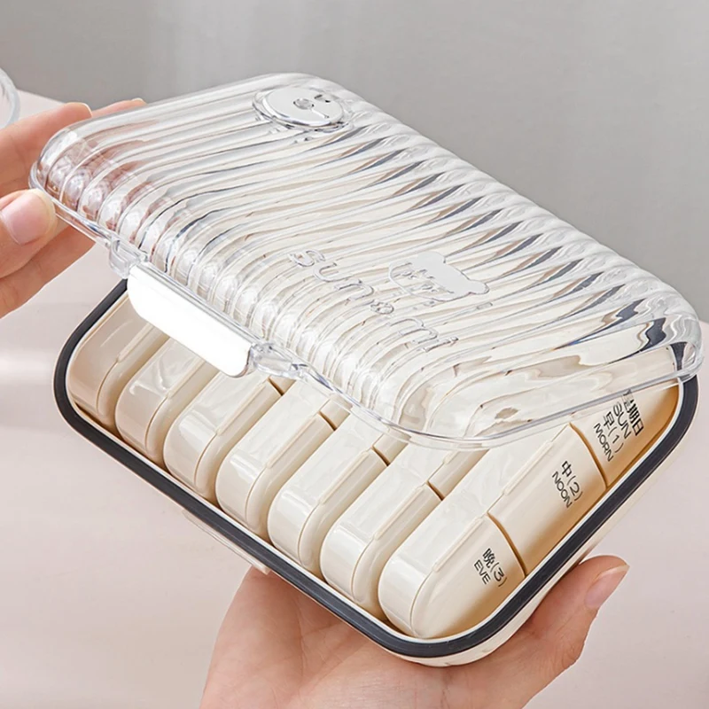 

Medicine Holder Travel Pill Organizer, 21 Compartments Portable Pill Case, Daily Pill Box To Hold Vitamins Durable Easy Install
