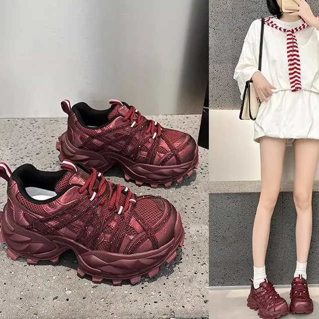 

Women's Thick Bottom Dad Shoes Soft Sole Comfortable All-Match High Quality Leather Casual Shoes Fashionable Sporty Flats
