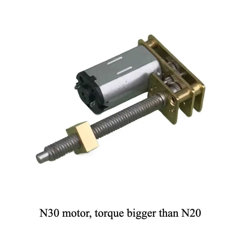 Micro N30 N20 All Metal Gearbox Gear Motor DC 1.5V-6V 145rpm-600RPM 35mm M4 Thread Nut Flip Output Shaft 30mm linear actuator.