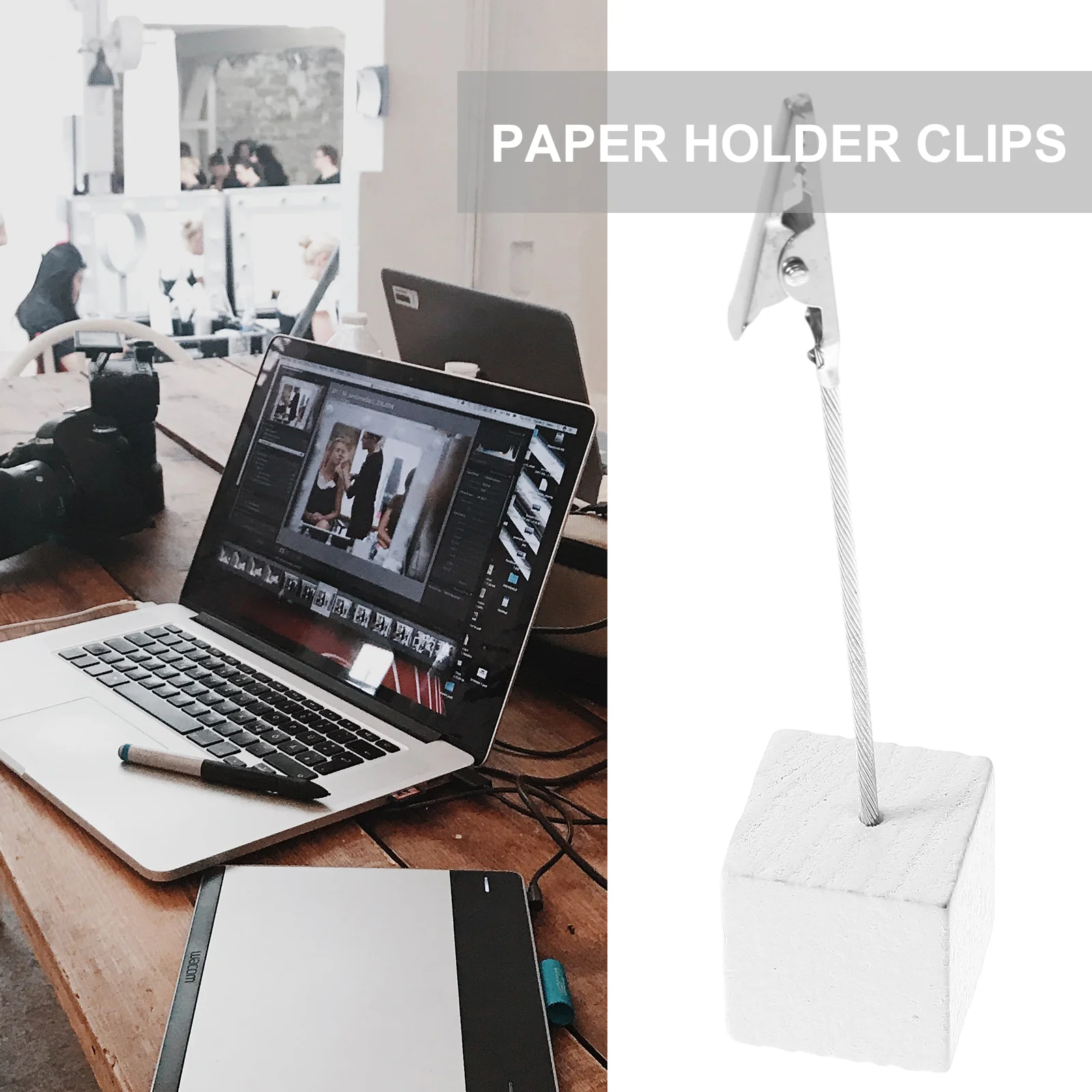 NUOLUX 10pcs Cube Base Memo Photo Holder Paper Note Clip       (White) Memo holder Photo clip Paper clip