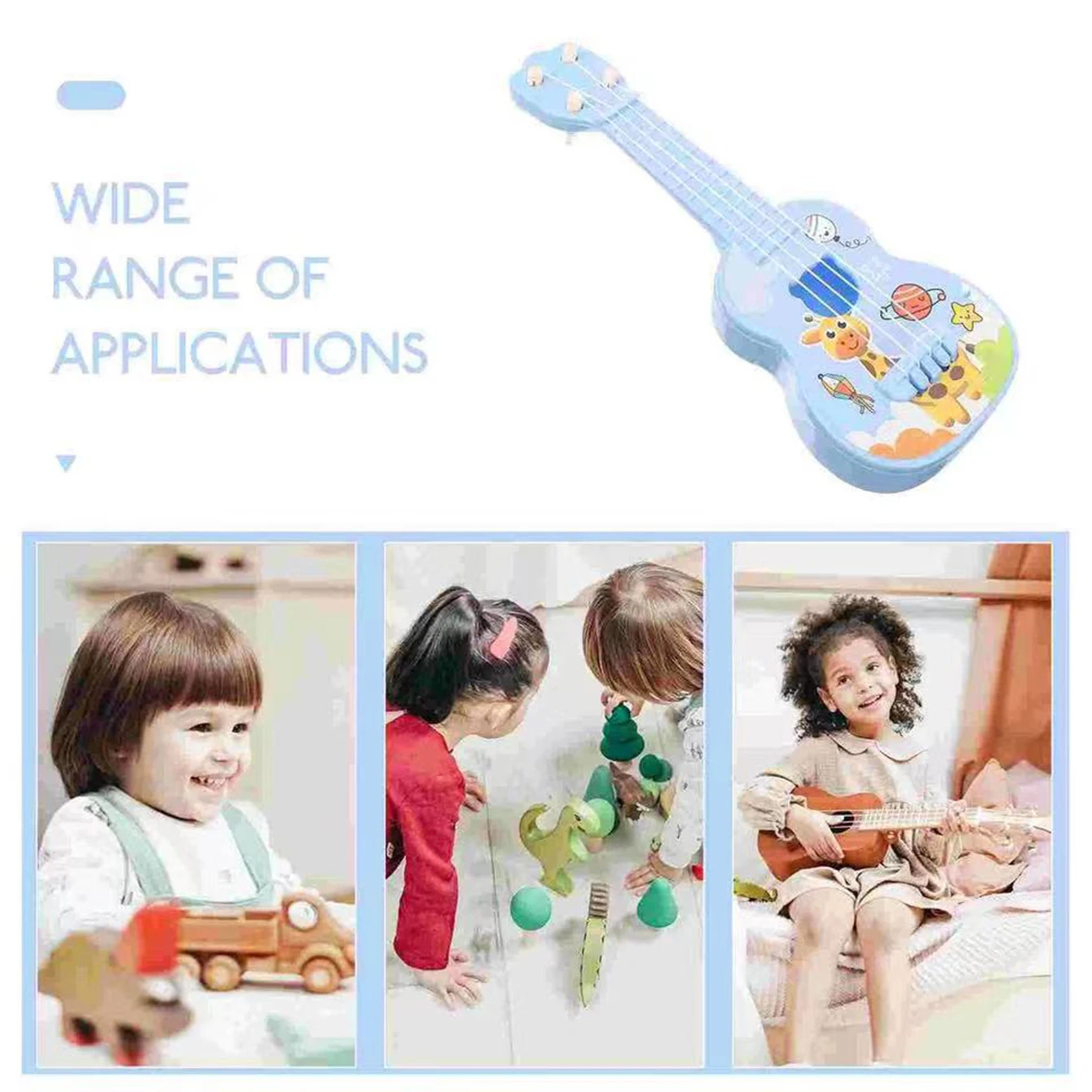 Guitarra Ukulele Montessori para crianças, brinquedo para tocar instrumentos com pás, simulando Yukrili, brinquedos musicais para meninos e meninas, presentes, 21cm