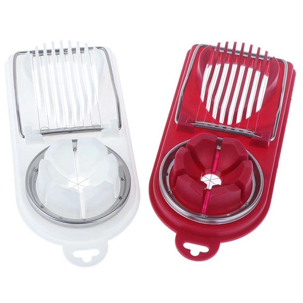 Stainless Steel Wire Egg Cutter for Sandwiches Mushroom Strawberry Salad Preserved Egg Ham Banana 2 in 1 Egg Slicer White/Red