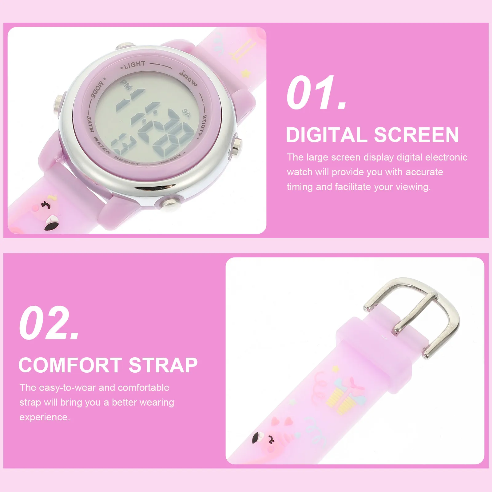 

Светящиеся в темноте мультяшные часы: водонепроницаемые многофункциональные LED-часы для студентов с ночником