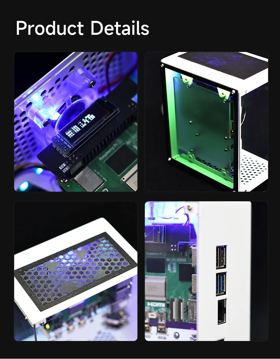 Yahboom Raspberry Pi 5-Schutzhülle, Mini-Kit mit Lüfter und Farbwechsel, Umgebungslicht, unterstützt Installation, M.2 SSD – Detail 27