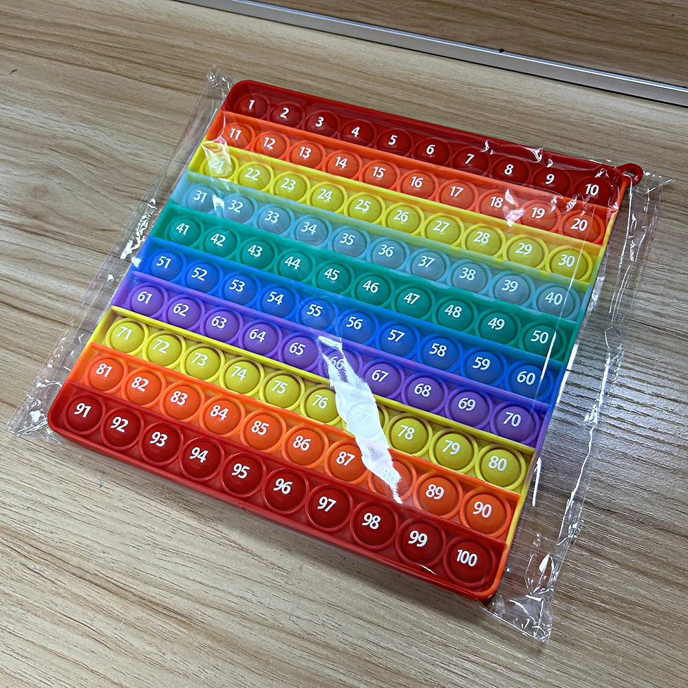 Novo 1-100 números contando brinquedos de aprendizagem de matemática, arco-íris empurrar bolha ensino brinquedos educativos para crianças pré-escolares