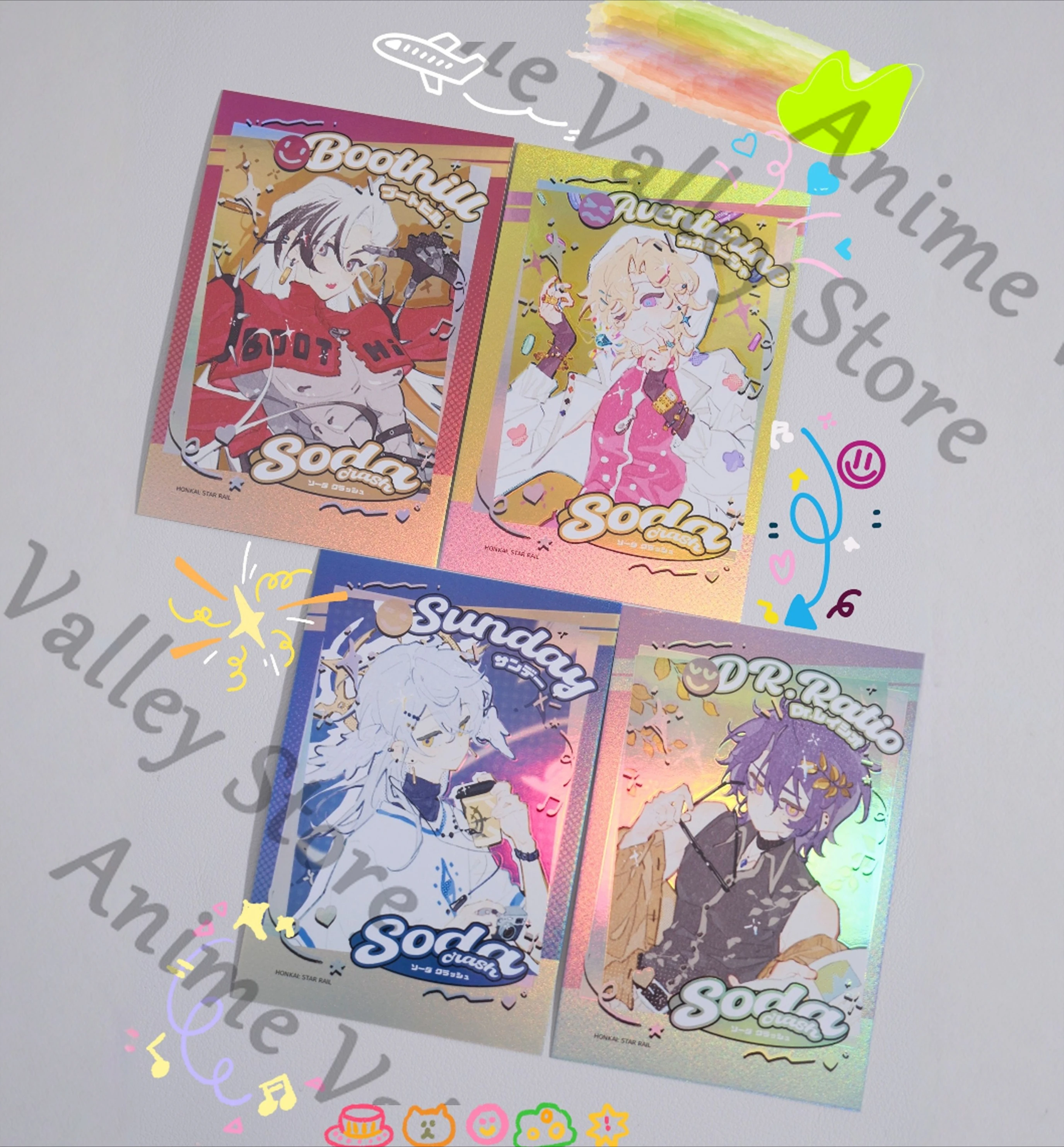 Anime Honkai : Star Rail dimanche Dr. Rapport Boothill Aventurine Cosplay carte d'imagerie instantanée dessin animé cartes Laser Collection cadeau