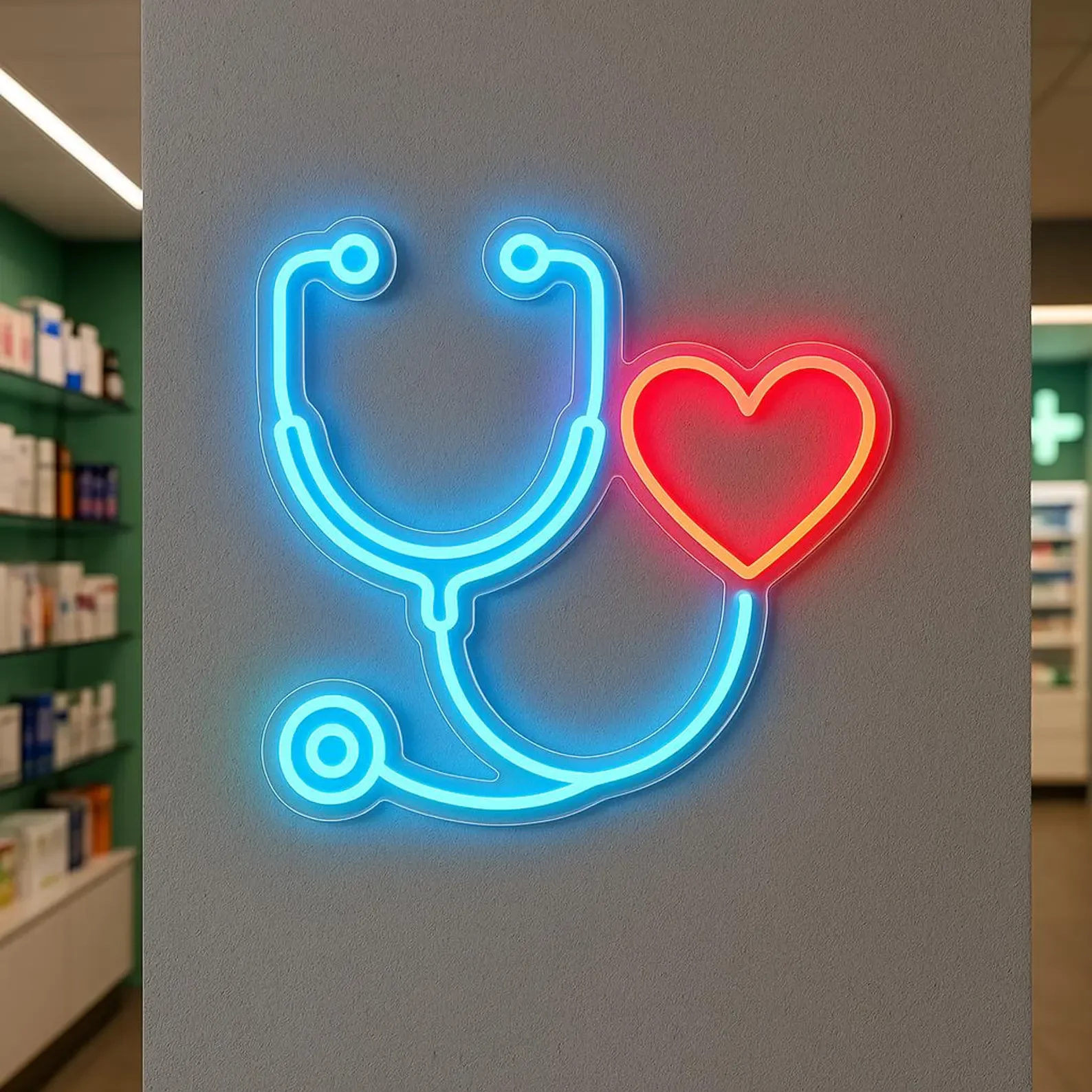 Stethoscope Neon Sign, LED Hospital Decor, Medical Neon Decor, Cardiologist Led Sign, Pediatrician Sign