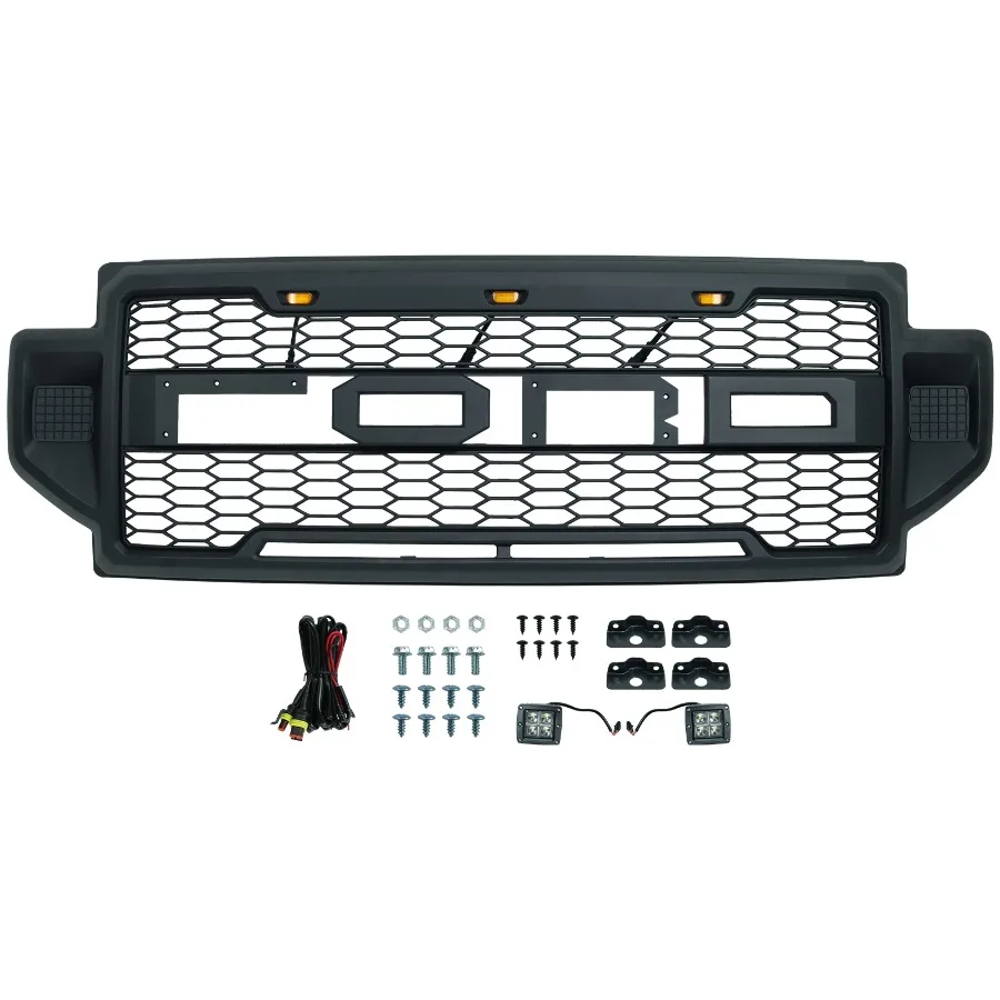 

Черная передняя решетка, совместимая с FORD F250 2021-2022 гг. с подсветкой