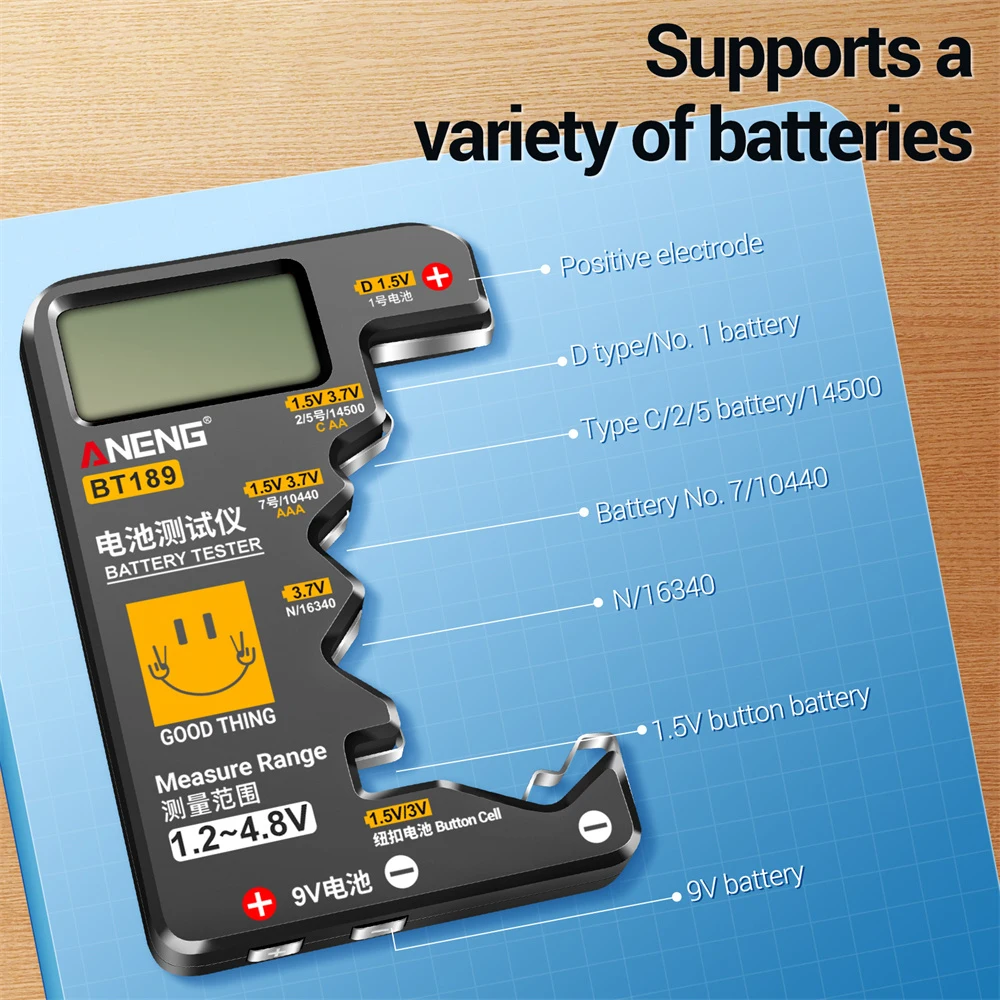 Imagem -05 - Universal Household Battery Tester 9v Ultra Pequeno aa Aaa Célula Botão Display Digital Lcd Power Bank Detector Ferramenta