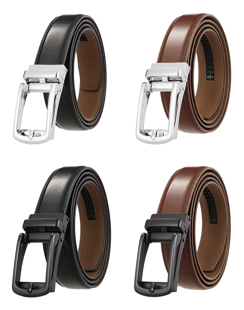 2022 Men's Genuine Leather Belt Hard Alloy Automatic Buckle Natural Cowhide 31mm Business Belt For Male Suit Non-porous Girdle