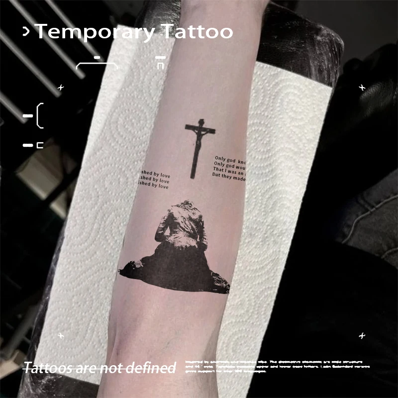 

Prayer Cross Herbal Tattoo Stickers For Woman Men Arm Temporary Waterproof Tattoo Body Fake Tattoo Halloween Y2K New 2025