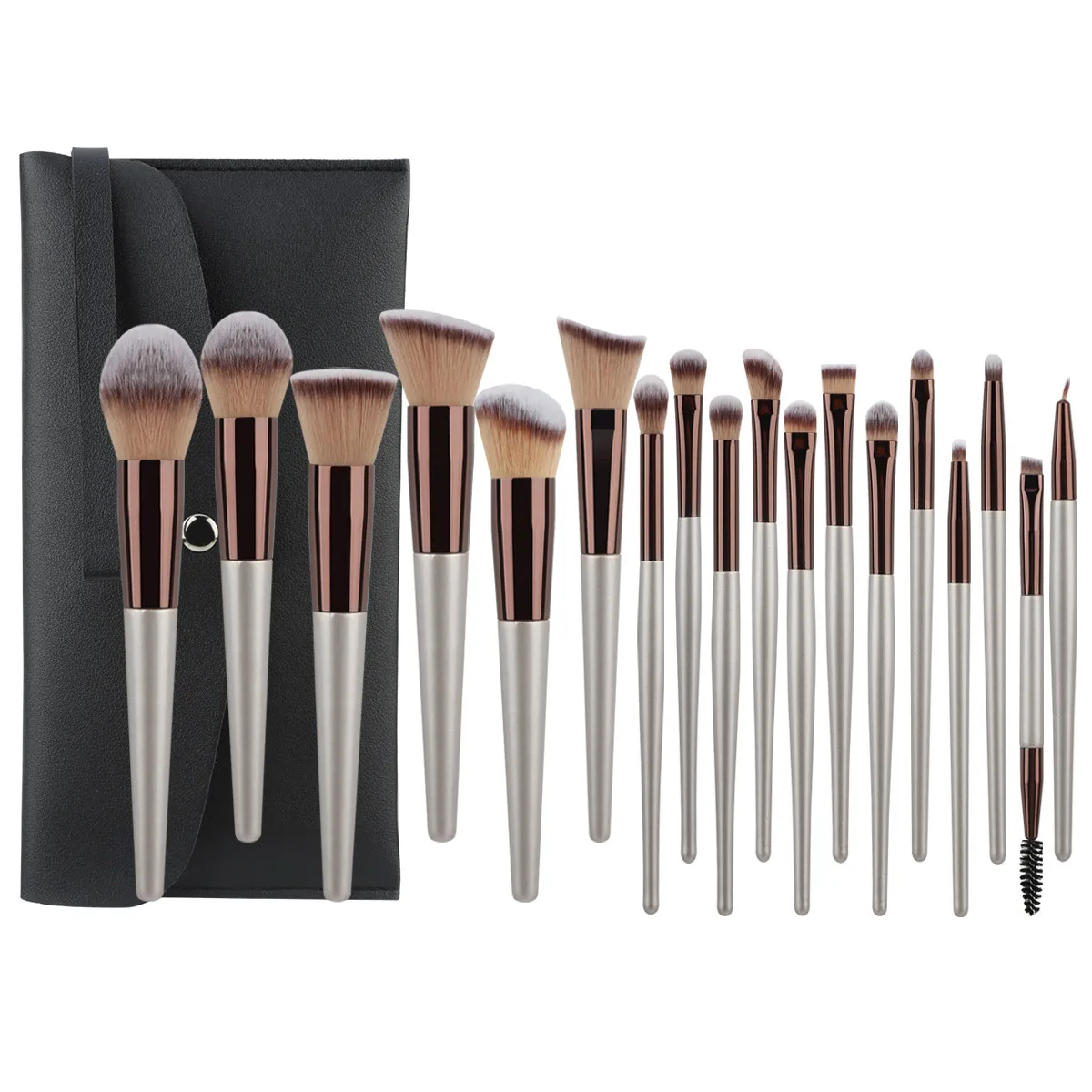 18Pcs 메이크업 브러쉬 프리미엄 합성 나무 손잡이 뷰티 화장품 브러쉬 아이 페이스 리퀴드 블렌딩 블러쉬 메이크업 브러쉬 세트