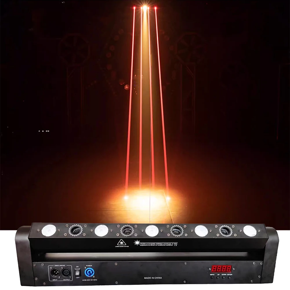 Imagem -03 - Movendo o Feixe de Luz Principal Laser Vermelho 5x10w Led Branco Quente Line Scan Bar Lamp Disco Light Pcs