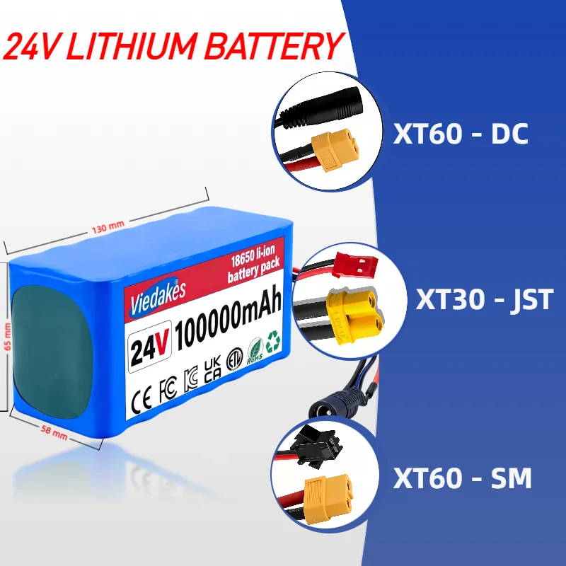 

New 7S3P 18650 24V 80000mAh high capacity Batteries ✅24V Lithium Battery Wheelchair Battery 7s3p Battery Pack for e-Bicycle