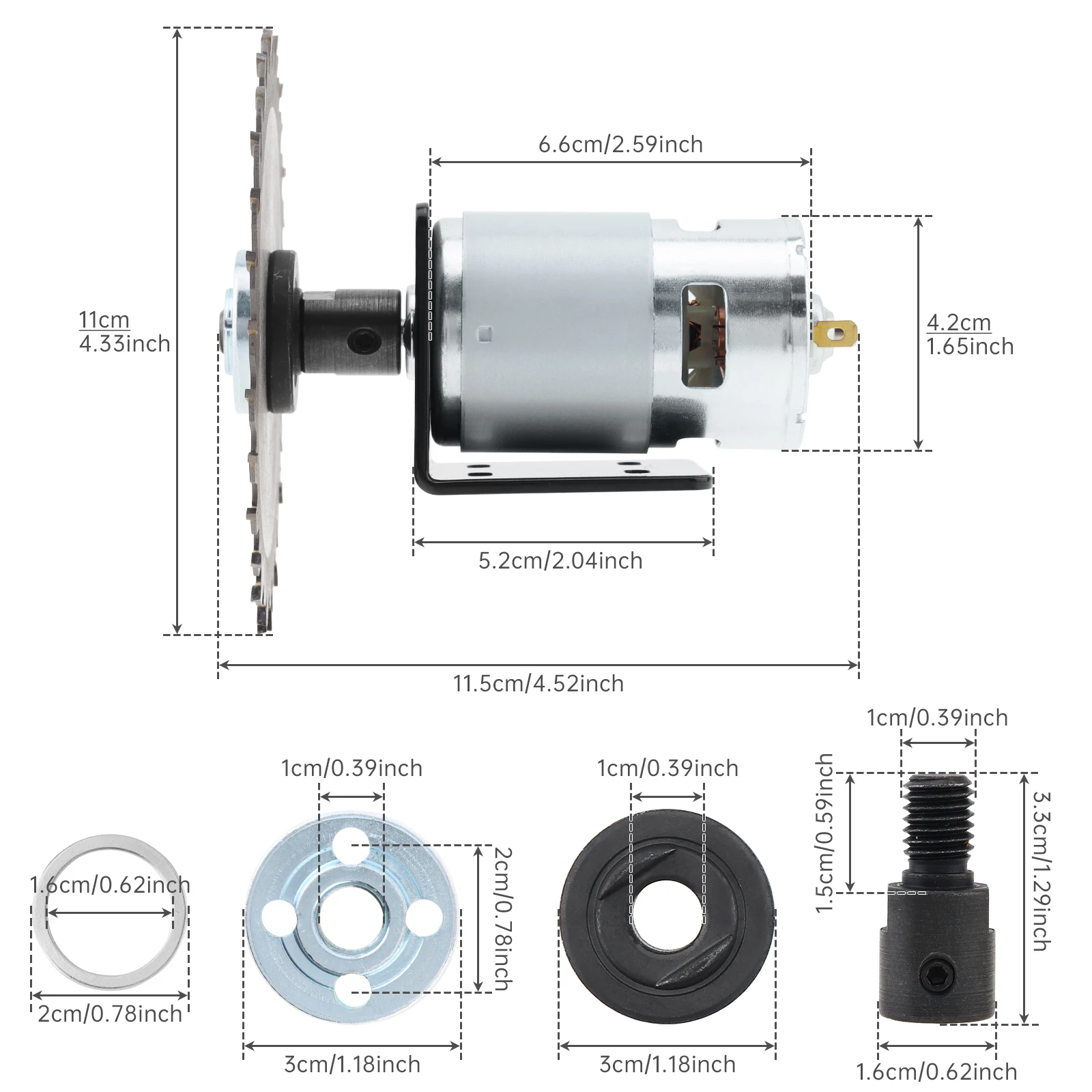RS775 Motor Kit 12V / 24V High Speed DC Motor DIY Table Saw Kit for Woodworking with Circular Saw Blade, Mounting Bracket Tools view 3
