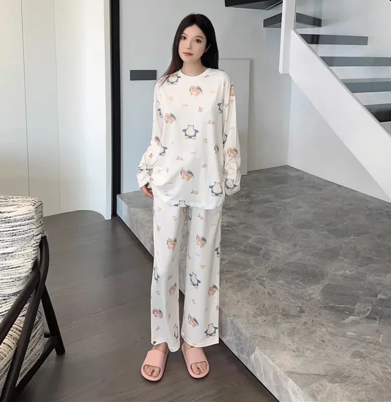 Pajamas Room Wear Ladies Autumn Women's Pajamas Set Puppy Long Sleeves Trousers 40-65kg Wear