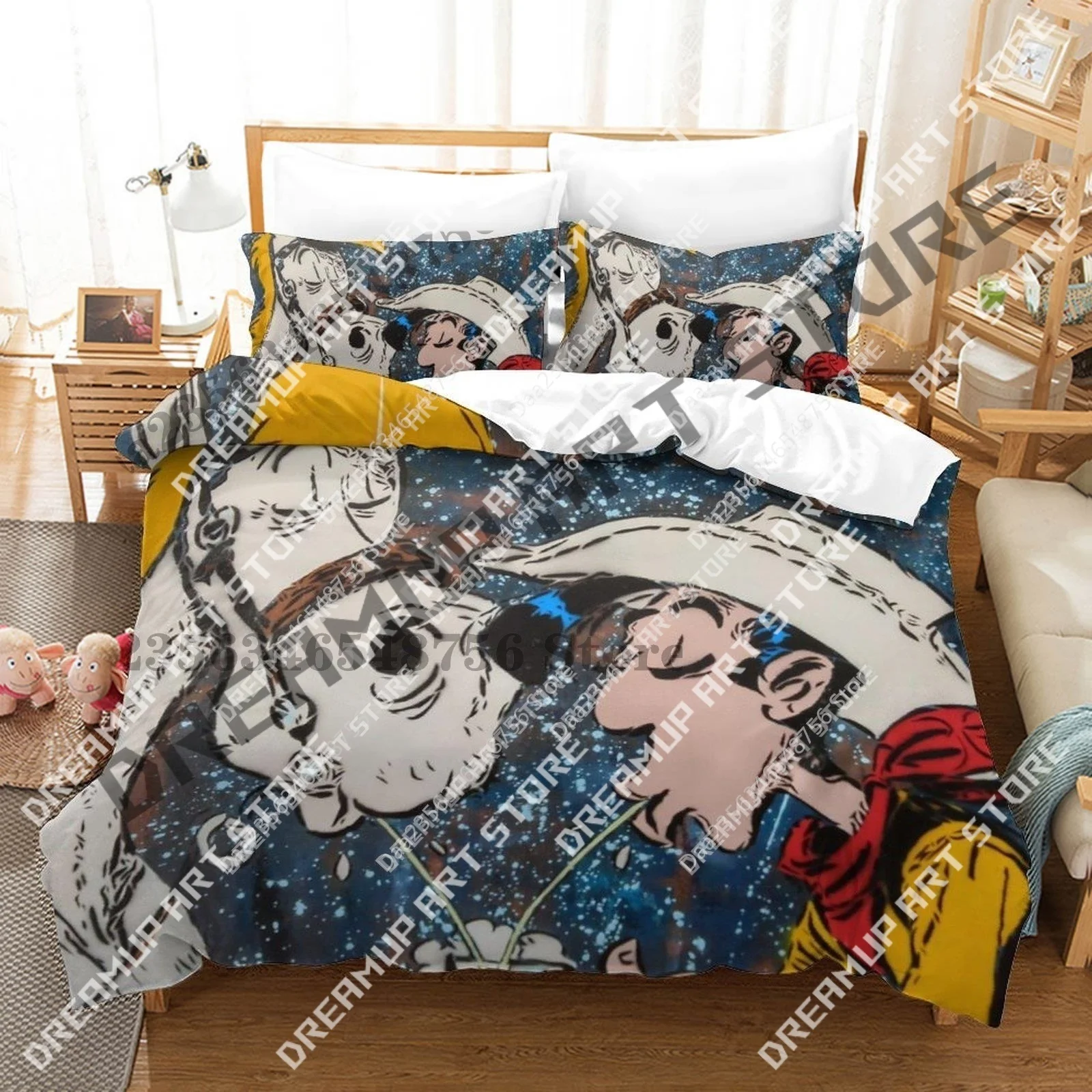 3D Print Lucky Luke Bedding Set Single Twin Full Queen King Size Bed Set Aldult Kid Bedroom Duvetcover Sets 3D Print Anime Bed