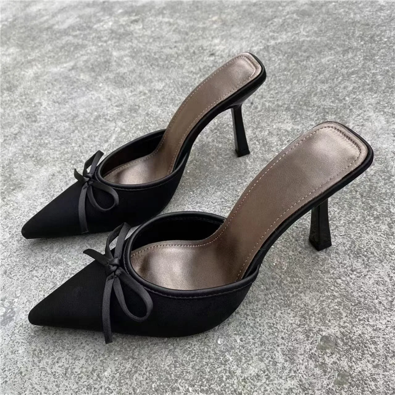 

New Fashion Pointed Toe Women Slippers Concise Thin Low Heels Casual Dress Pumps Summer Slide Mules Shoes