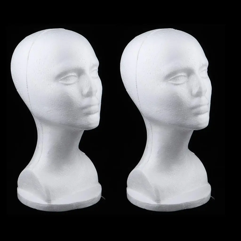 Salon Mall Display  Female Head Model  for,Hairpieces, Hats,Caps,Headwear,Glasses, Small, 2Pcs,12inch Height