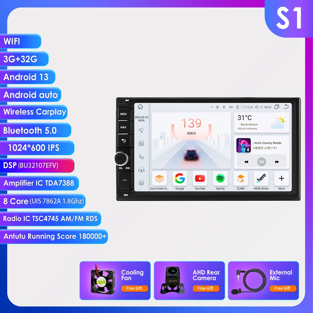 Hizpo 7-inch Android-radio Auto Multimedia Videospeler Universele stereo GPS-navigatie voor Volkswagen Nissan Hyundai Kia Toyota