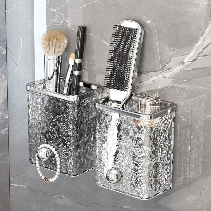 Light Luxury Storage Rack Bathroom Bathroom Toothbrush Toothpaste Storage Tube Wall Hanging Punch-free Razor Storage Rack