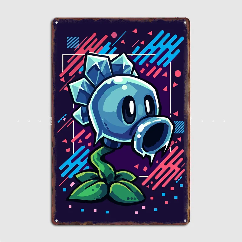 Ice Pea Shooter from Plants vs Zombies Poster Metal Sign Custom Bedroom Room Decor Home Wall Decor Posters Wall Decoration