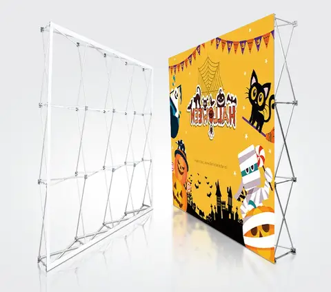 8ft 10ft Banner Exhibit Display Trade Show Tension Fabric Pop Up Wall Retractable Publicitaire backdrop Customized Fabric Cover