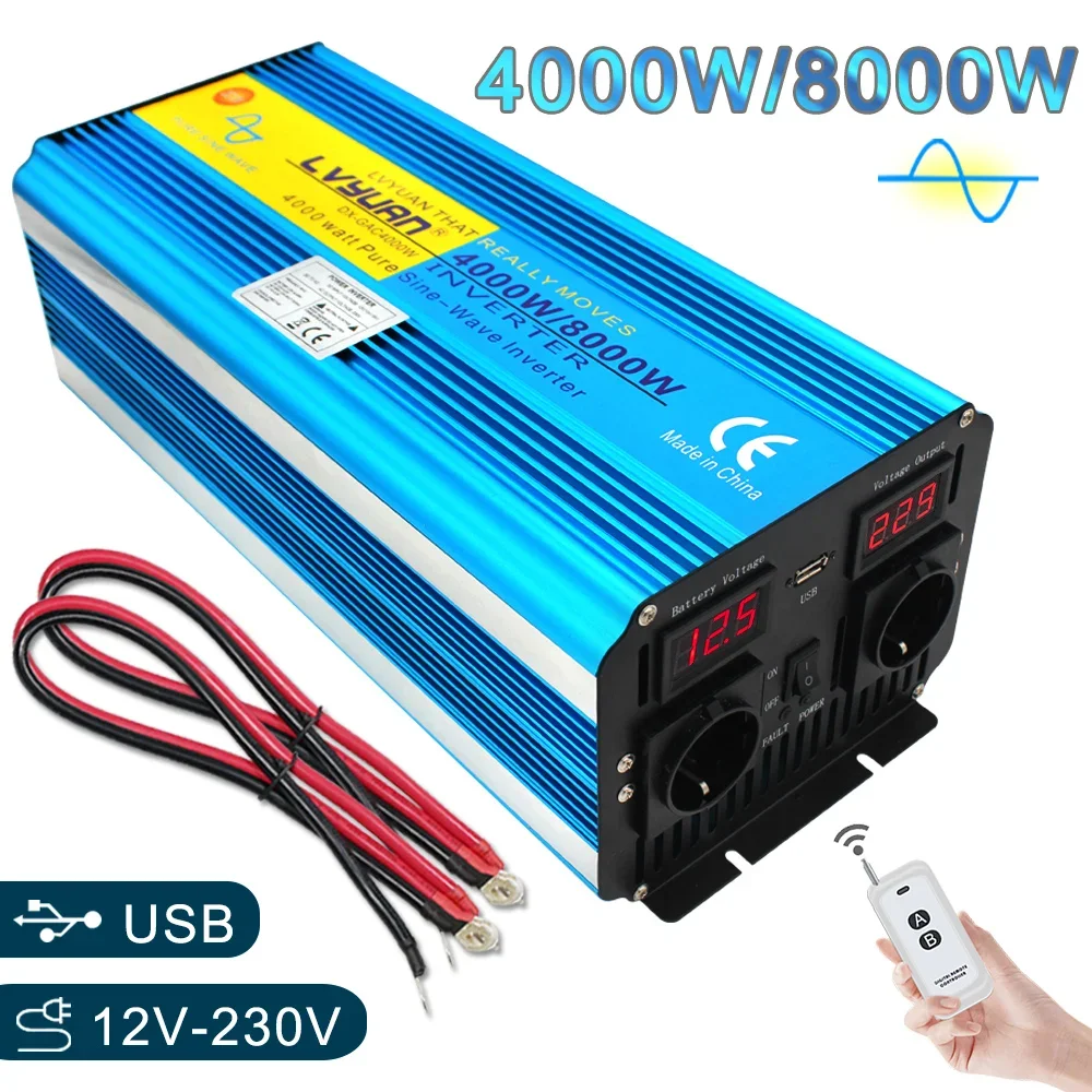 Lvyuan 4000W 8000W DC 12V 24V to AC 120V 230V Pure Sine Wave inverter