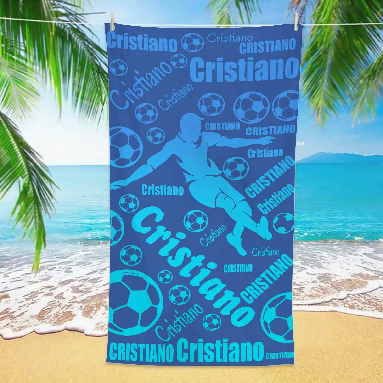 Custom Name Beach Towel Personalized Football Towels Trip Pool Party Bath Towel Mermaid Birthday Gift For Kids