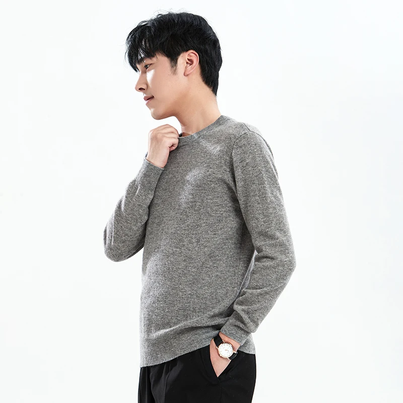 Fashion Men Knitwear Pure Wool Pullover Extended velvet cotton lining inside Sweater O-Neck Long Sleeve Soft Warm Clothing Tops