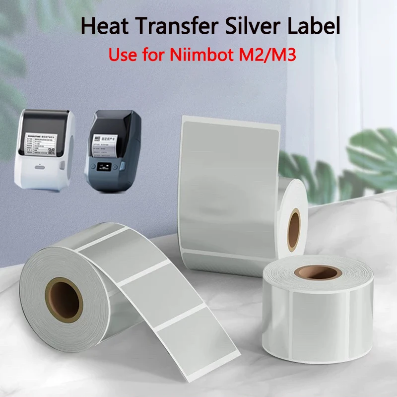

Niimbot M2/M3 Silver Label Heat Transfer Print Paper Fixed Asset Sticker Office Equipment Laser Silver Self-adhesive