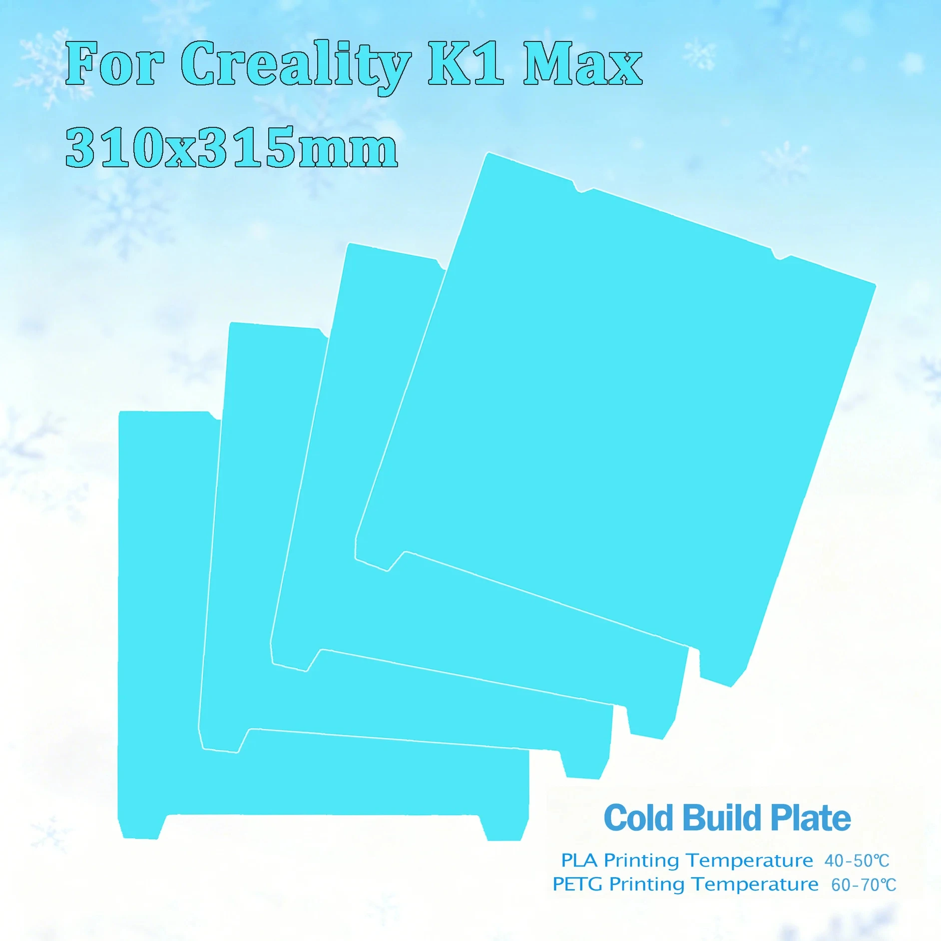 

For Creality K1 Max Build Plate Upgraded Glacier Cold Plate 310x315mm Double Sided Spring Steel Sheet Lower Temp Printing